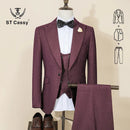 ST Cassy High Quality Male Groom Wedding Blazers Slim fit casual evening gown Business Office khaki Men's Suits