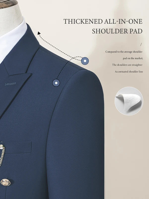ST Cassy double-breasted Men's Suit Fashionable and Casual Slim Fit Male Groom Wedding Blazers Party Dress Jacket Coat Pants