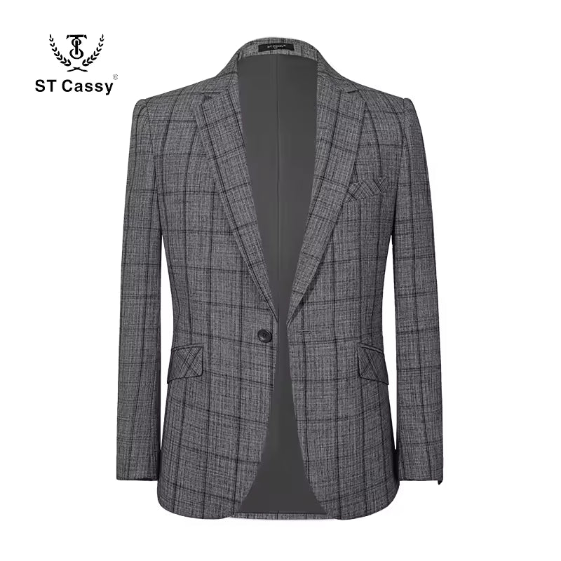 ST Cassy High Quality Plaid suit Fashionable and Casual Jacket Coat Slim Fit Leisure elegant Men's jackets