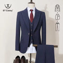 ST Cassy high-quality black striped suit slim fit luxurious and elegant men's business suit wedding fashion clothing 3-piece set