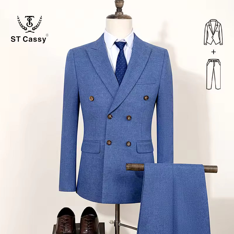 ST Cassy light brown Elegant Man Suit 2 Pcs Set Modern Wedding Party Suits for Men Stylish high quality Business office suit