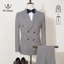 ST Cassy 2-piece set of jackets and pants Elegant suits for men double-breasted Plaid suit Formal Business Office Men's Suits
