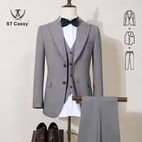 ST Cassy new 2 buttons on suit blue modern design mens office wear blazer coustime homme luxe Bead edge craftsmanship