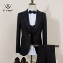 ST Cassy High Quality Men's Suit Slim Fit Male Groom Wedding Blazers Party Dress  Suit Business Office three-piece