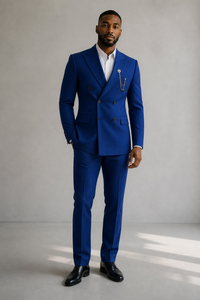 ST Cassy Royal Blue Pinstripe Double Breasted Suit | Formal Business 2 Piece Suit For Men