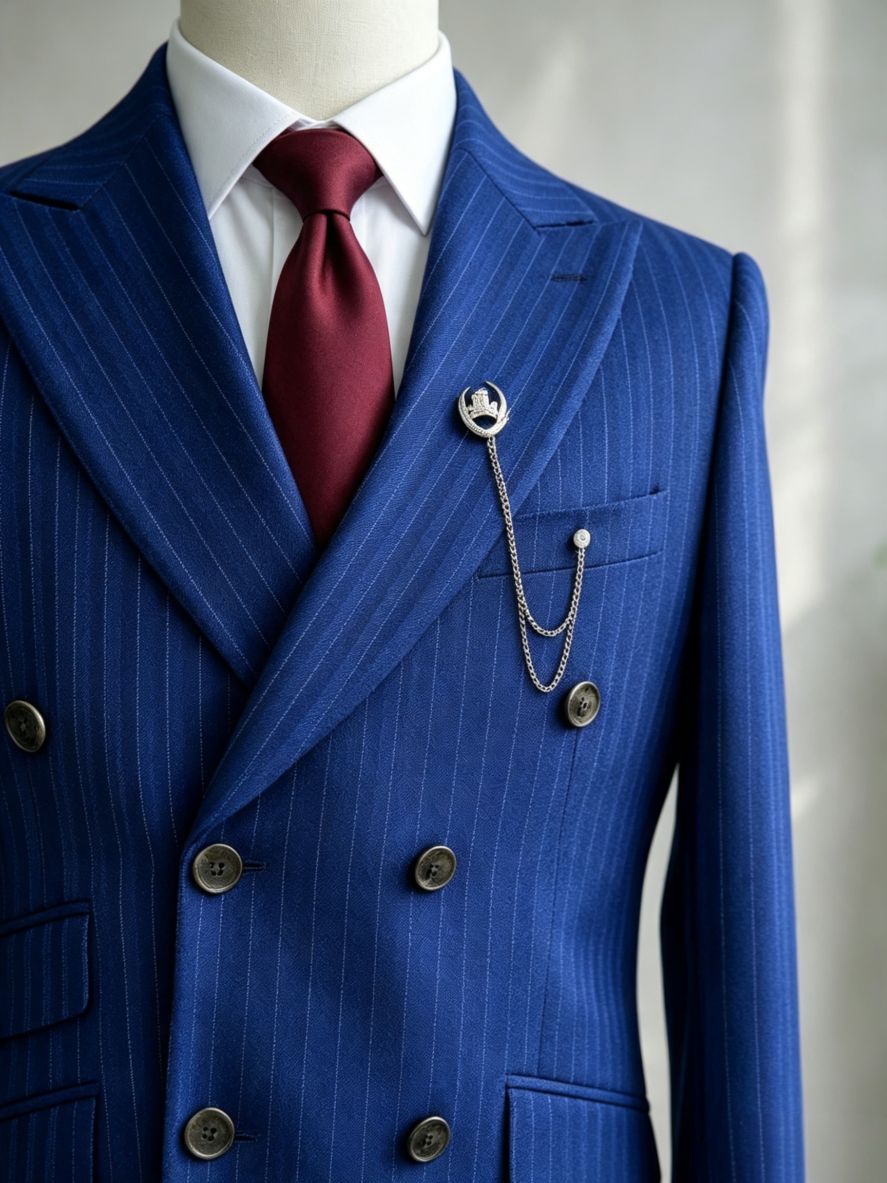 ST Cassy Royal Blue Pinstripe Double Breasted Suit | Formal Business 2 Piece Suit For Men