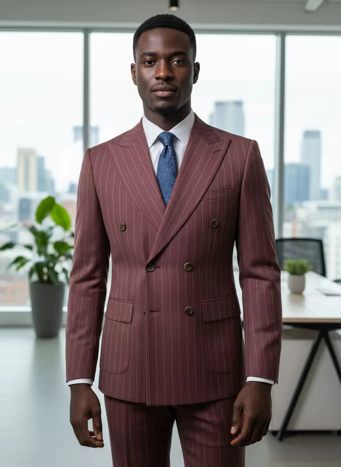 ST cassy gray 2 Pcs set（Jacket+pants）Men's Suit Stripe Double Breasted Wedding Groom costume leisure office Business Suit 2 sold byST Cassy Official St... (4.9 | 1,000+ sold ) 2 sold