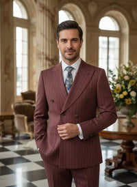 ST cassy gray 2 Pcs set（Jacket+pants）Men's Suit Stripe Double Breasted Wedding Groom costume leisure office Business Suit 2 sold byST Cassy Official St... (4.9 | 1,000+ sold ) 2 sold