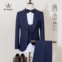 ST Cassy luxury Men Suit Slim Fit Male Groom Wedding Blazers Party Dress  Suit Business Office three-piece