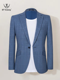ST Cassy High Quality Men's Suit Lapel Formal Blazer Male Groom Wedding Blazers Plaid suit