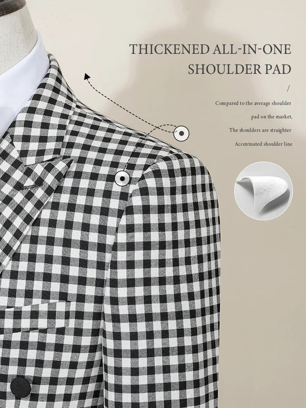 ST Cassy Fashionable Plaid suit High-end Brand Business Slim Fit Casual Party Dress Male Groom Wedding Blazers Double Breasted