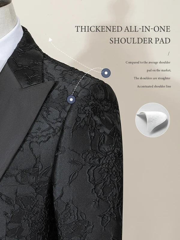 ST Cassy High Quality Retro carving Party Dress Slim Fit Tuxedo Prom Suit Fashion black Male Groom Wedding three-piece