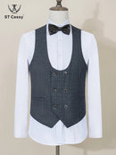 ST Cassy High Quality Men's Suit Slim Fit Male Groom Wedding Blazers Party Dress  Suit Business Office three-piece