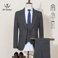 ST Cassy High Quality Plaid suit Formal Business Office Men's Suits Fashionable and Casual evening gown