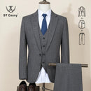 ST Cassy High Quality Formal Business Office Men's Suits Slim Fit Lapel Solid Color Suit（jacket+Vest+Pants）