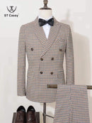 ST Cassy 2-piece set of jackets and pants Elegant suits for men double-breasted Plaid suit Formal Business Office Men's Suits