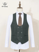 ST Cassy High Quality Green suit Formal Business Office Men's Suits Slim fit casual suit（jacket+Vest+Pants）