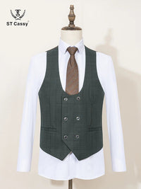 ST Cassy High Quality Green suit Formal Business Office Men's Suits Slim fit casual suit（jacket+Vest+Pants）