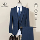 ST Cassy High Quality Formal Business Office Men's Suits Slim Fit Lapel Solid Color Suit（jacket+Vest+Pants）