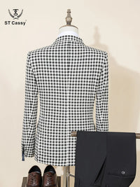 ST Cassy Fashionable Plaid suit High-end Brand Business Slim Fit Casual Party Dress Male Groom Wedding Blazers Double Breasted