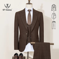 ST Cassy High Quality Green suit Formal Business Office Men's Suits Slim fit casual suit（jacket+Vest+Pants）