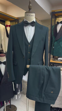 ST Cassy High quality luxury 3 piece set elegant men suits dark green Slim Fit Male Groom Wedding Blazers Party Dress Business Office