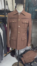 ST Cassy Men's Suit Classic Fit Single Breasted Multiple pockets Solid Color Casual Business Dress Suit