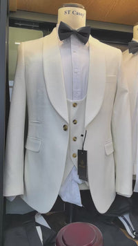 ST Cassy High Quality white Wedding Groom Dress elegant evening gown Prom man Suit Party Dress Slim fit casual suit three-piece