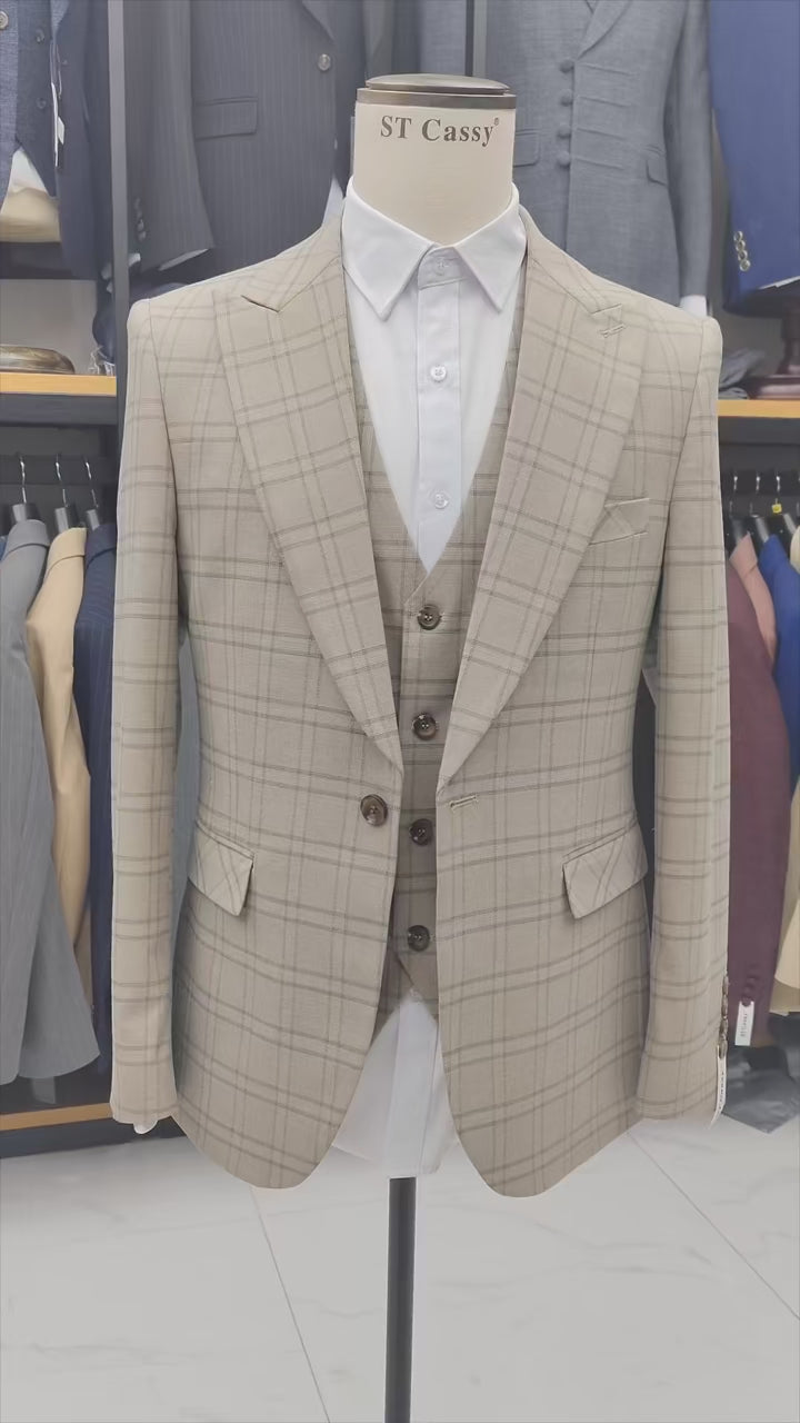 ST Cassy High Quality Plaid suit Formal Business Office Men's Suits Fashionable and Casual evening gown