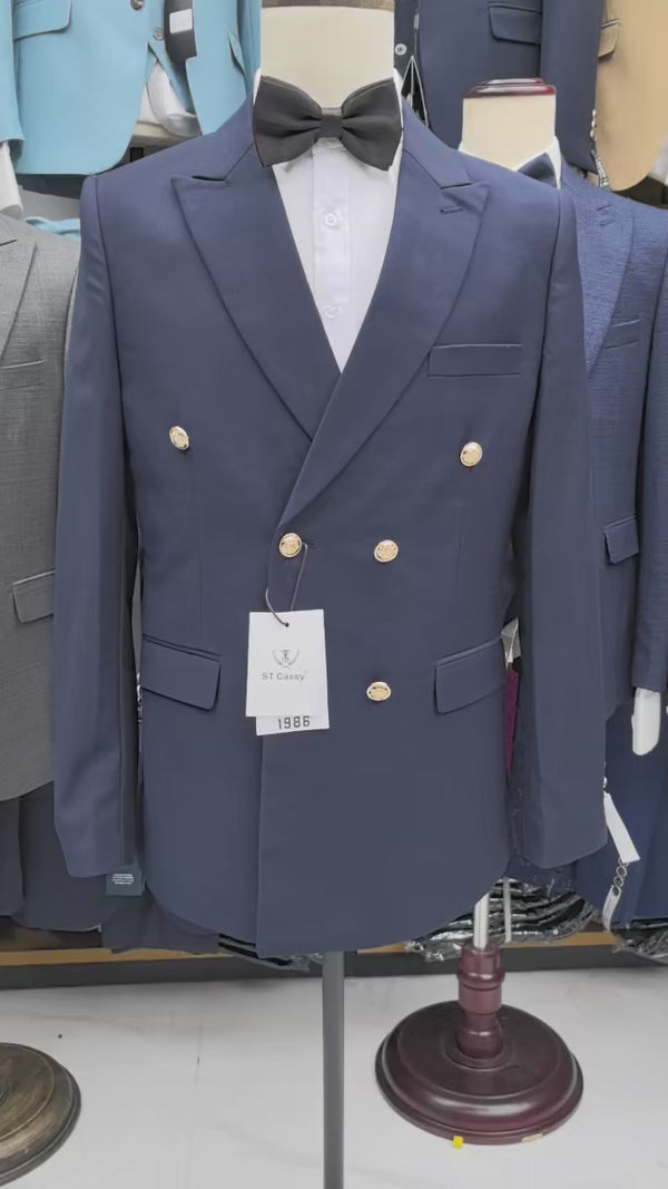 ST Cassy double-breasted Men's Suit Fashionable and Casual Slim Fit Male Groom Wedding Blazers Party Dress Jacket Coat Pants