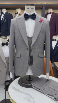 ST Cassy Men's three piece suit elegant slim fit formal office and leisure banquet groomsman set groom's wedding dress