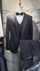 ST Cassy 奢華男士西服 高品質三件式閃鑽點綴婚禮禮服 閃亮鑽石燕尾服晚宴西裝