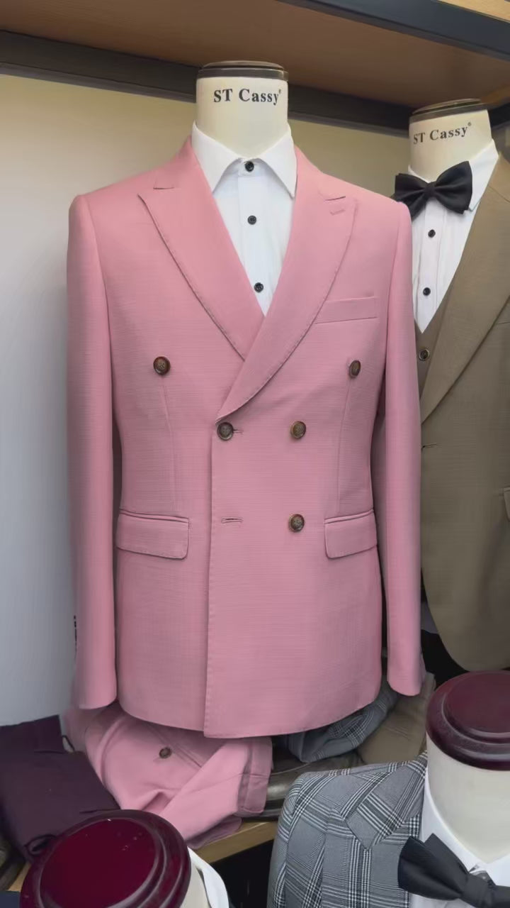 ST cassy Elegant White Double Breasted Suit Set 2 Piece Business Wedding Outfit Classic Stylish Blazer Pants Modern Trendy