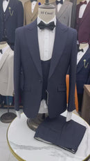 ST Cassy Men's three piece suit elegant slim fit formal office and leisure banquet groomsman set groom's wedding dress